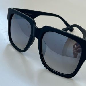 QUAY On the Prowl Oversized 58MM Sunglasses, Silver/black lenses